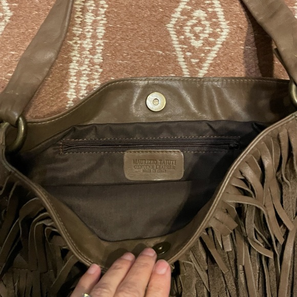 Maurizio Taiuti Fringe Italian Leather Western Hobo Shoulder Bag - Picture 9 of 10
